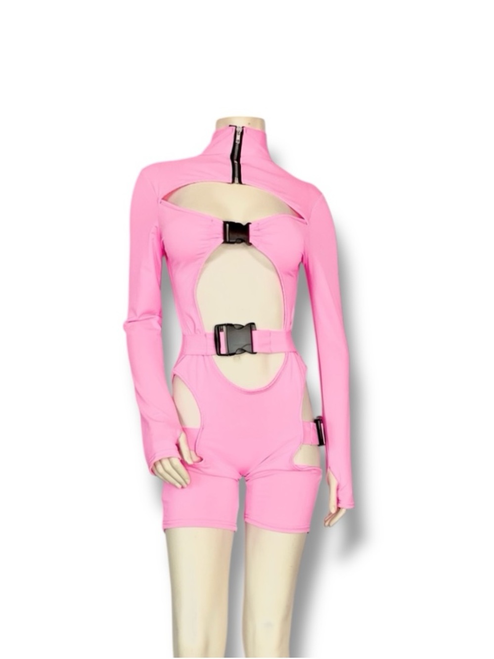 Bodycon Romper, Neck Cut Out, Pastel Pink, Size L, NWT, Stretch